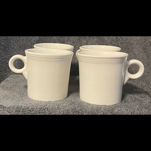 Vintage HLC Fiestaware White 10 oz O-Ring Handle Mugs Set Of 4.